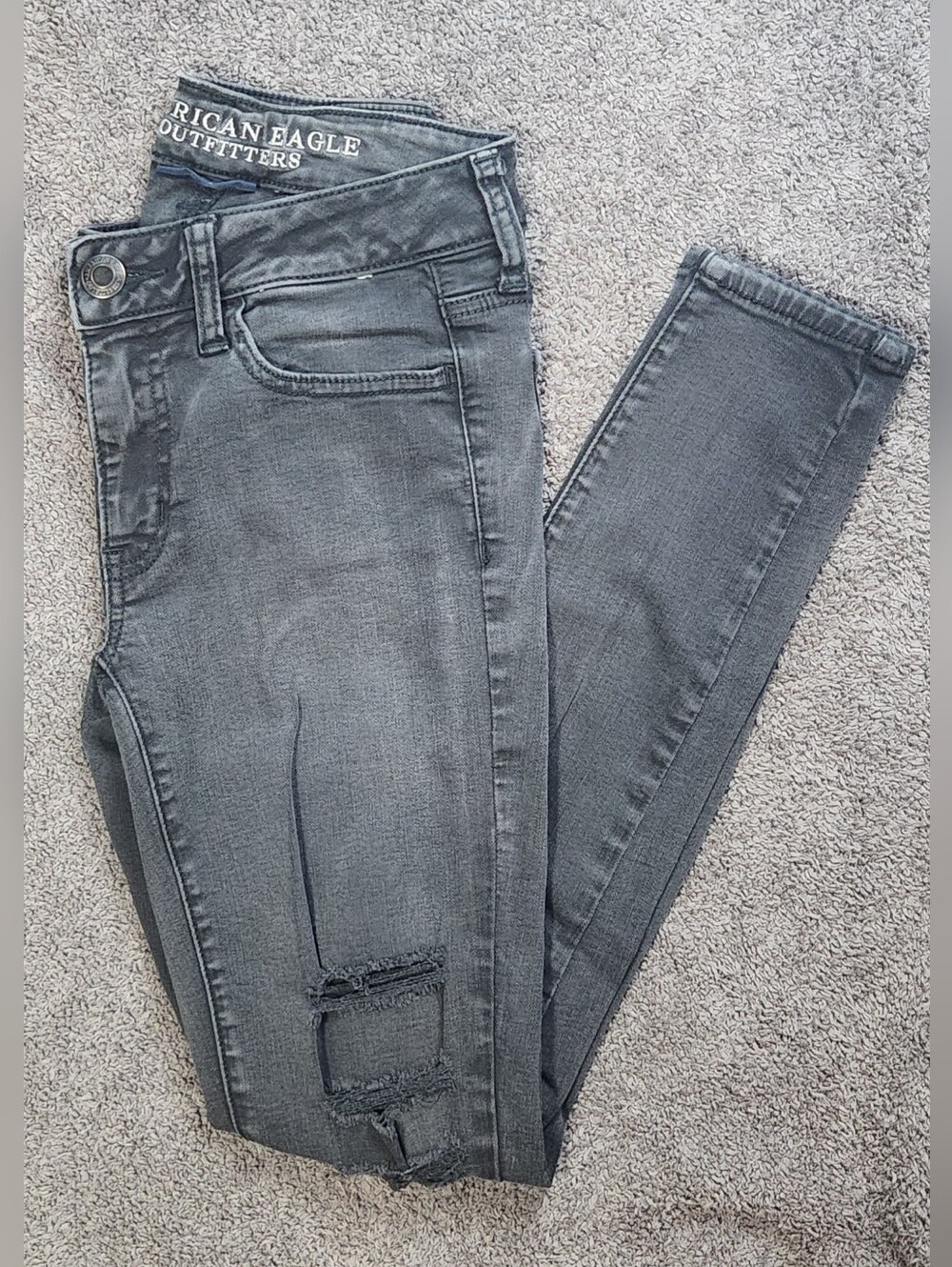 Black Destroy American Eagle Outfitters Low Rise Jeggings